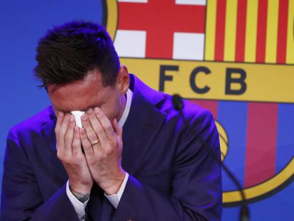 Lionel Messi se despide del FC Barcelona en rueda de prensa.