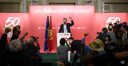 Pedro Nuno Santos, tras el discurso por su victoria en las primarias socialistas este sábado en Lisboa. 