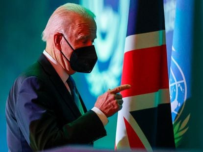 Joe Biden, presidente de EE UU, en un acto sobre deforestación en la cumbre del clima de Glasgow.