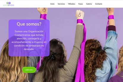 Página web de "Mujer al poder", una organización de Costa Rica que se presenta en redes como una clínica para abortar.