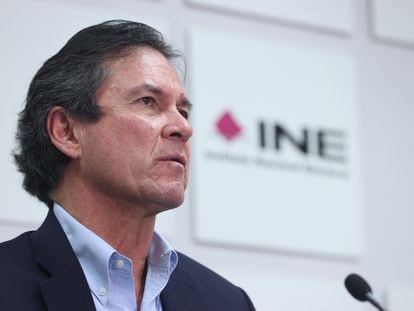 El secretario ejecutivo del INE, Edmundo Jacobo, en conferencia de prensa este martes en Ciudad de México.