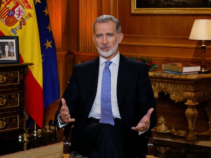 Felipe VI, durante su mensaje de Navidad.