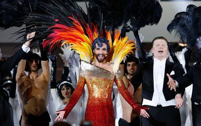 Conchita Wurst actúa mañana en el escenario de la Puerta de Alcalá.