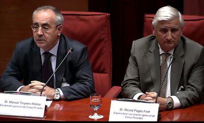 Troyano y Pag&egrave;s, en la comisi&oacute;n de investigaci&oacute;n del Parlament este lunes.