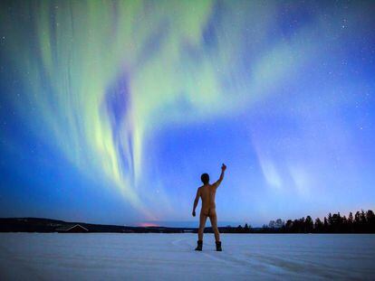 Aurora boreal en el distrito de los lagos, en Finlandia. 