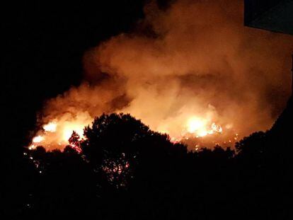 Las llamas queman una zona de vegetación forestal en Castelldefels.