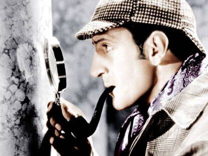 Basil Rathbone en el papel de Holmes.