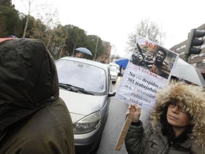 Protesta por los despidos de la Polit&eacute;cnica de Madrid. 