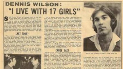 Recorte de prensa en el que Dennis Wilson, de los Beach Boys, habló del tiempo que compartió con las chicas de Charles Manson.