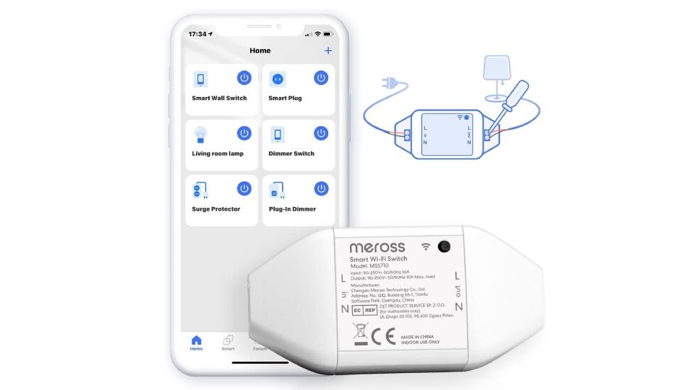 Interruptor inteligente de la marca Meross.