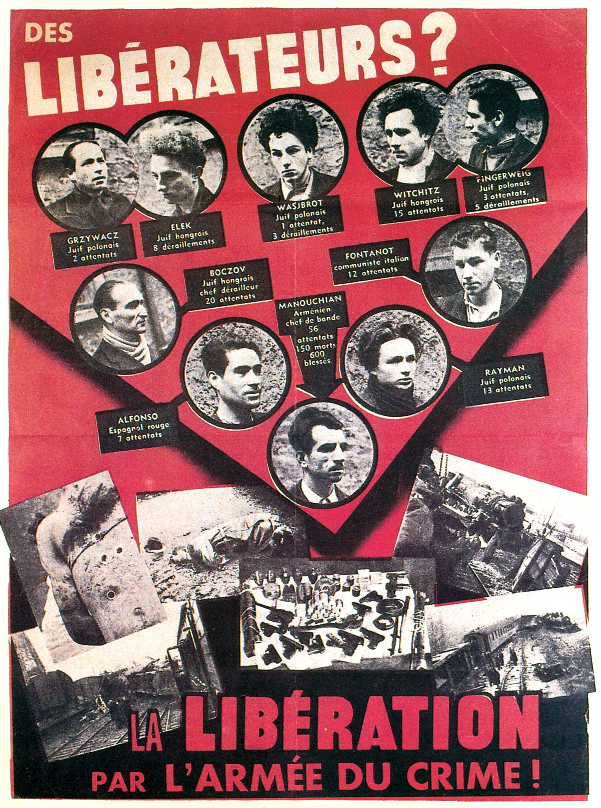 Cartel propagandístico realizado por los servicios de propaganda alemanes en Francia durante la Ocupación. 