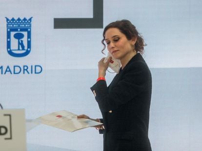 La presidenta de la Comunidad de Madrid, Isabel Díaz Ayuso, el viernes en Fitur.