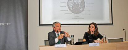 Gonzalo Rengifo, director general de Pictet AM, y M&oacute;nica Guardado, directora de la Escuela de Finanzas de Afi.