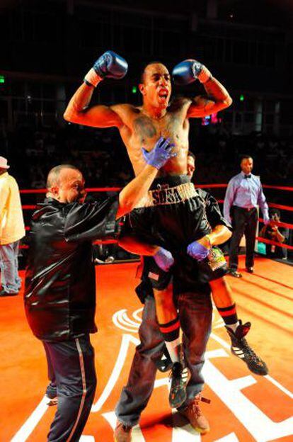 Jorge Sosa, tras triunfar en uno de sus combates en Estados Unidos
