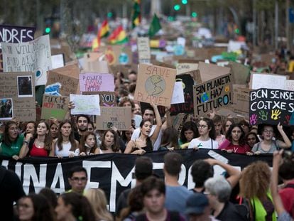Huelga contra el cambio climático en Barcelona.