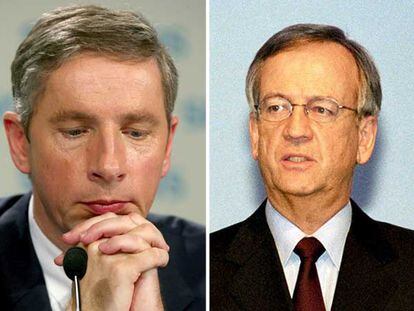 De izquierda a derecha, el presidente ejecutivo de Siemens, Klaus Kleinfeld, y el ya ex presidente del consejo de vigilancia, Heinrich von Piere.
