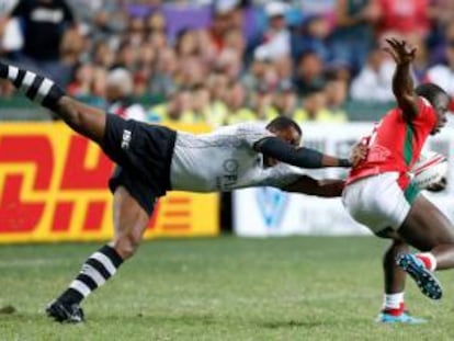 Partido de rugby Fiji-Kenia, celebrado en Hong Kong en abril de 2018.