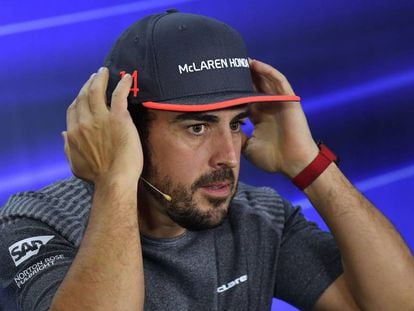 Fernando Alonso, durante la rueda de prensa previa al GP de Abu Dabi.