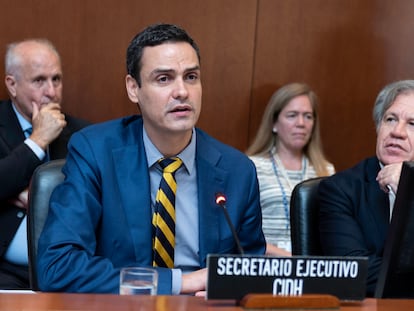 Paulo Abrão, secretario Ejecutivo de la CIDH, y Luis Almagro, secretario general de la OEA, en junio de 2018.