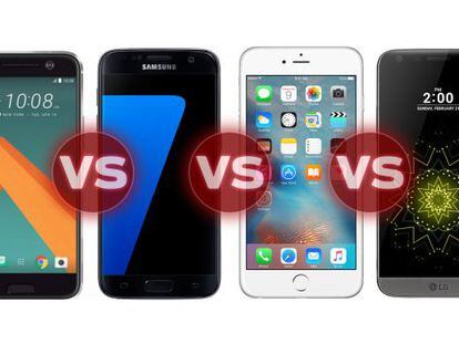 Comparativa entre el HTC 10, el iPhone 6s, el Samsung Galaxy S7 y el LG G5
