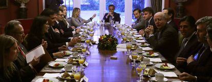 Reunión del presidente del gobierno Pedro Sánchez en Chile con empresarios españoles