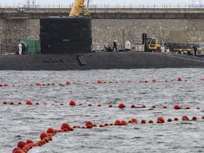 El submarino nuclear brit&aacute;nico Trenchant, en la base naval Gibraltar.