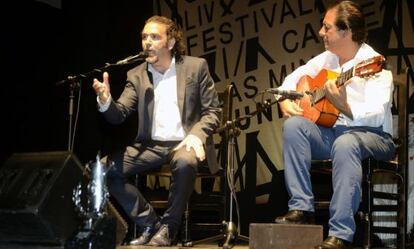 El cantaor David Lagos, en su actuaci&oacute;n en el Festival del Cante de las Minas, en La Uni&oacute;n (Murcia). 