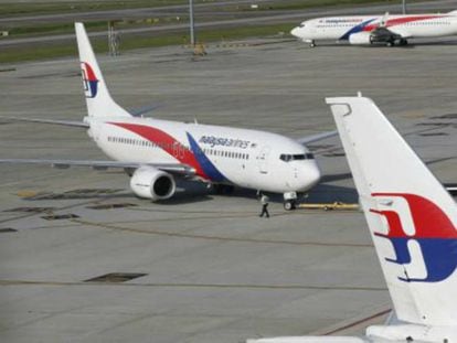 Tres aviones de Malaysia Airlines en Kuala Lumpur.