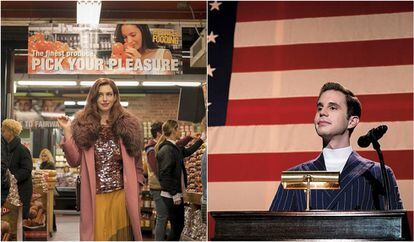 A la izquierda, Anne Hathaway en 'Modern Love'. A la derecha, Ben Platt en 'The Politician'.