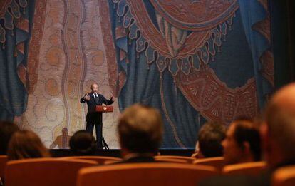 El presidente ruso, Vladimir Putin, durante su discurso en la inauguración del Mariinski II.