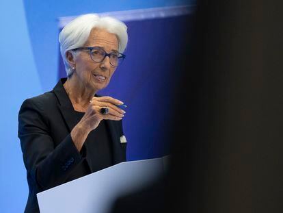 Christine Lagarde, presidenta del BCE, habla sobre la subida de los tipos de interés en la zona del euro, el pasado 21 de julio.