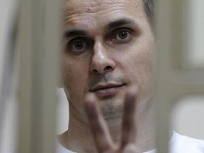 El director de cine Oleg Sentsov, el pasado 21 de julio durante una sesión de su juicio.