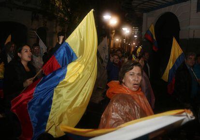 Manifestantes ecuatorianos de Creando Oportunidades.