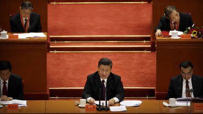El presidente chino, Xi Jinping, durante la conmemoración del 40 aniversario del proceso de reforma y apertura del país, en Beijing.
