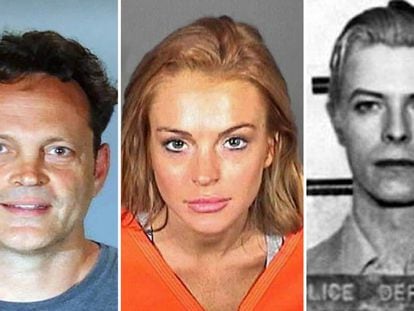 Vince Vaughn, Lindsay Lohan y David Bowie en sus fotos de detención.