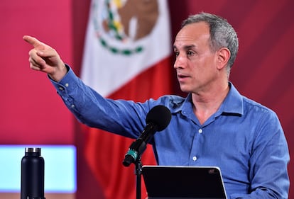 López-Gatell durante una rueda de prensa en el Palacio Nacional, en julio de 2020.