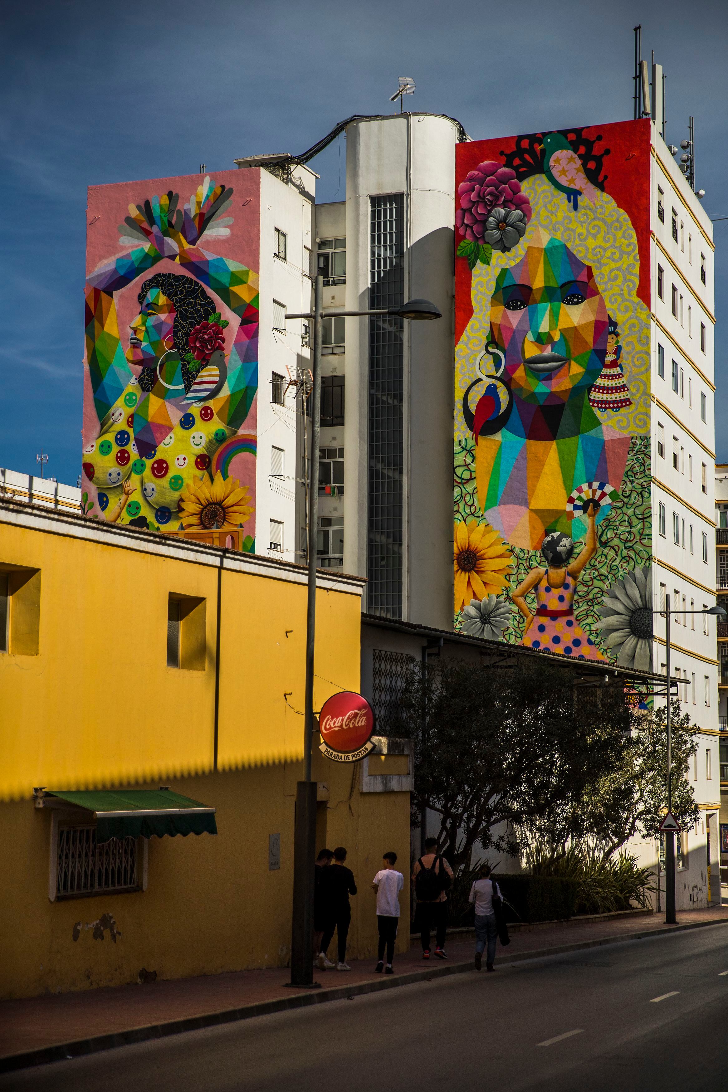 Murales pintados en los edificios de Ronda (Málaga).