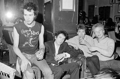 Sid Vicious, Johnny Rotten, Steve Jones y Paul Cook, los Sex Pistols en 1977.