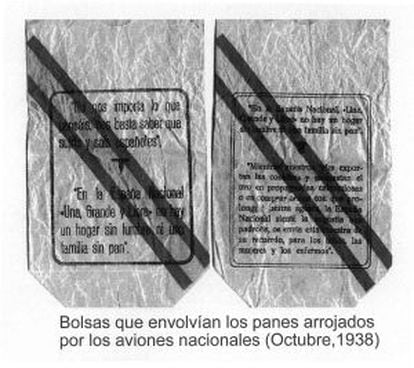 The bags that contained bread buns dropped by Franco's planes over Madrid.