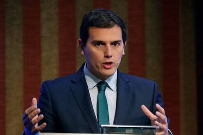 El presidente de Ciudadanos, Albert Rivera, durante su intervención en el Foro Next International Business School.