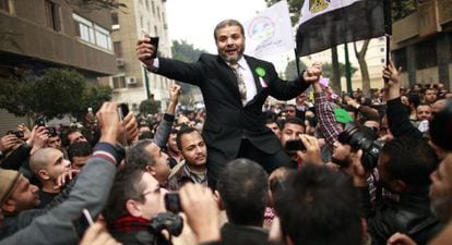 Partidarios de los Hermanos Musulmanes fuera del Parlamento egipcio el pasado 23 de enero. 
