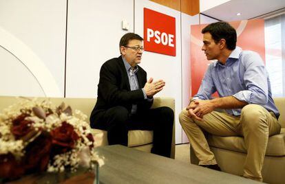 Pedro Sánchez, en su encuentro con Ximo Puig.