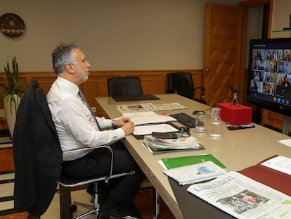 El presidente de Canarias, Ángel Víctor Torres, en la última conferencia de líderes territoriales.