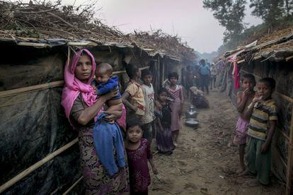 Refugiados rohinyá en el campo Kutapalong, en Bangladesh, el 8 de febrero de 2017.