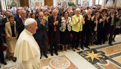 Papa Francisco en su encuentro en la Ciudad del Vaticano.