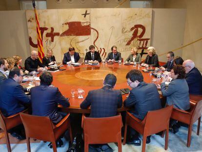Reunió del Consell Executiu amb Mas, Ortega i Rigau, aquest dimarts.