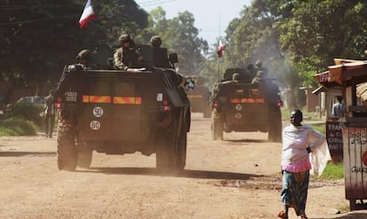Militares franceses en Bangui, capital de República Centroafricana.
