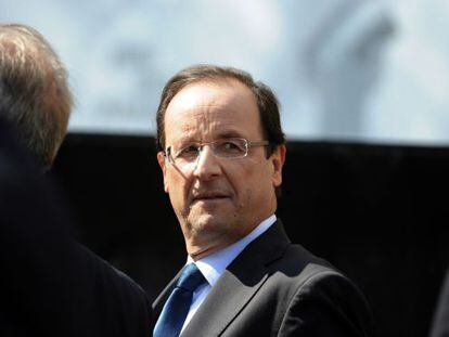Fran&ccedil;ois Hollande, durante un mitin en Tours.