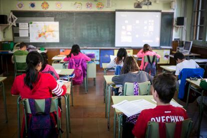 Una escuela de Barcelona durante las pruebas de competencias básicas, en una imagen de archivo.
