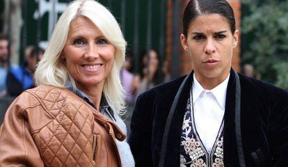 María Sara (izquierda) posa junto a la rejoneadora Lea Vicens, durante una feria en Zaragoza, en octubre de 2015.